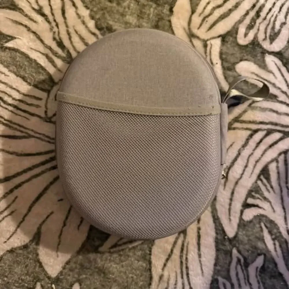 Genuine Sony Hard Cover Headphone Case, Netted Pocket, Zipper Closure, Tan